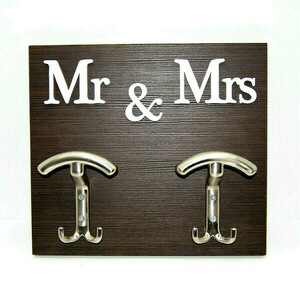 Κρεμάστρα τοίχου Mr & Mrs - δώρα γάμου, mr & mrs, ξύλινα διακοσμητικά, κρεμάστρες - 2