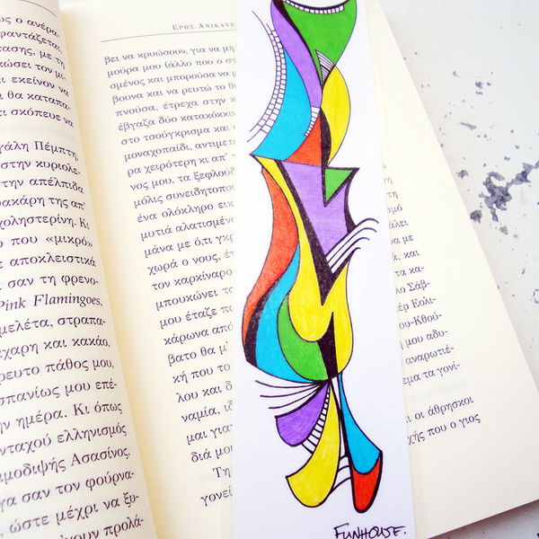 Ζωγραφιστός abstract σελιδοδείκτης πολύχρωμος - ζωγραφισμένα στο χέρι, ιδιαίτερο, μοναδικό, δώρο, χειροποίητα, σελιδοδείκτες, χαρούμενο, must αξεσουάρ, unisex, διακοσμητικά