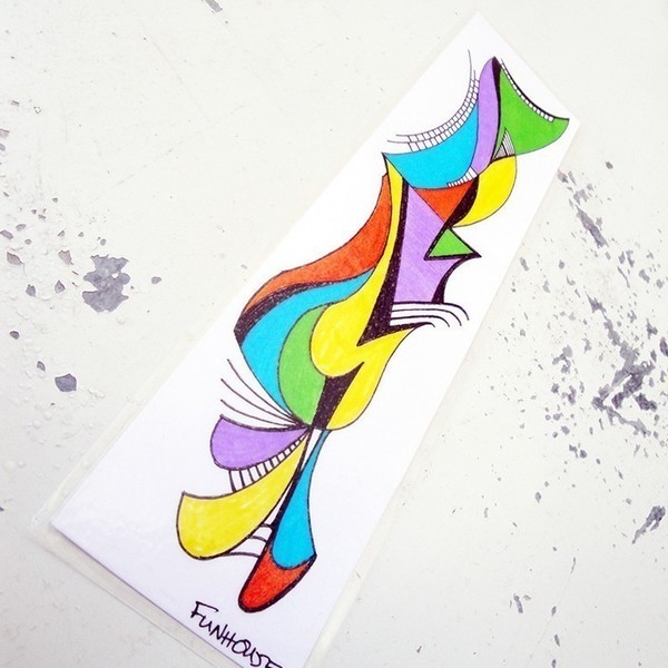 Ζωγραφιστός abstract σελιδοδείκτης πολύχρωμος - ζωγραφισμένα στο χέρι, ιδιαίτερο, μοναδικό, δώρο, χειροποίητα, σελιδοδείκτες, χαρούμενο, must αξεσουάρ, unisex, διακοσμητικά - 2