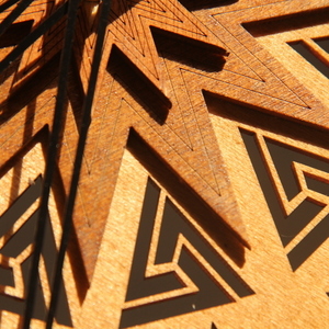 Ξύλινο ρολόι τοίχου - Laser Cut "Aztec" - ξύλο, μοναδικό, ρολόι, διακόσμηση, τοίχου, πρωτότυπο, δώρα γάμου, ξύλινα διακοσμητικά, ρολόγια - 3