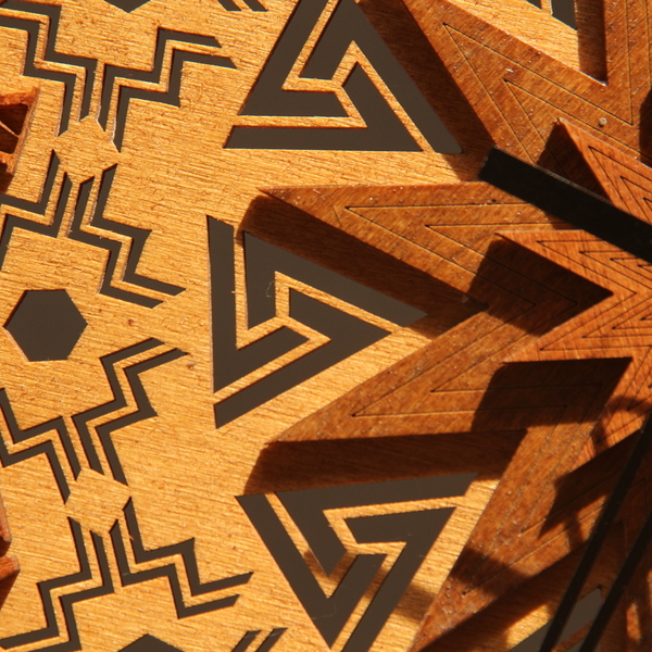 Ξύλινο ρολόι τοίχου - Laser Cut "Aztec" - ξύλο, μοναδικό, ρολόι, διακόσμηση, τοίχου, πρωτότυπο, δώρα γάμου, ξύλινα διακοσμητικά, ρολόγια - 4