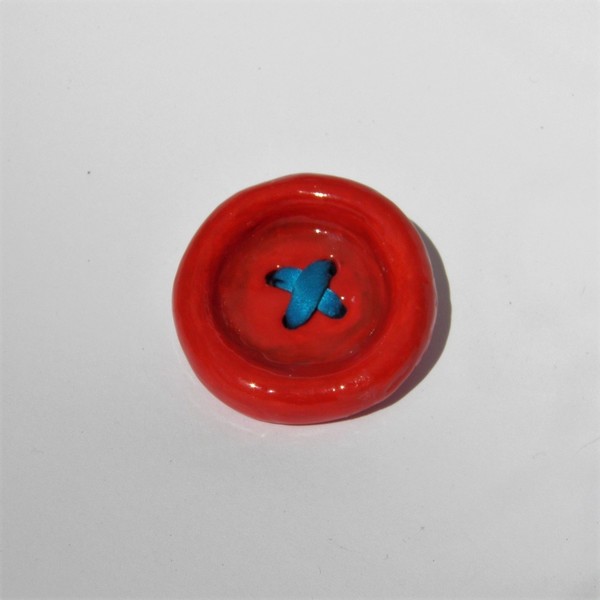 Κεραμικό κόκκινο κουμπί καρφίτσα - πηλός, κουμπί
