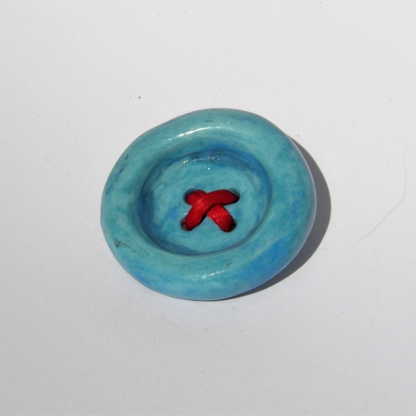Κεραμική γαλάζια καρφίτσα κουμπί - πηλός, κουμπί