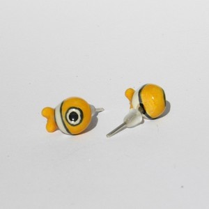 Κεραμικά σκουλαρίκια ψαράκια πορτοκαλί - ψάρι, πηλός, καρφωτά - 3