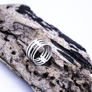 ''Silver Lines'' ring - ασήμι 925, γεωμετρικά σχέδια, minimal, rock, μεγάλα, Black Friday, αυξομειούμενα - 4