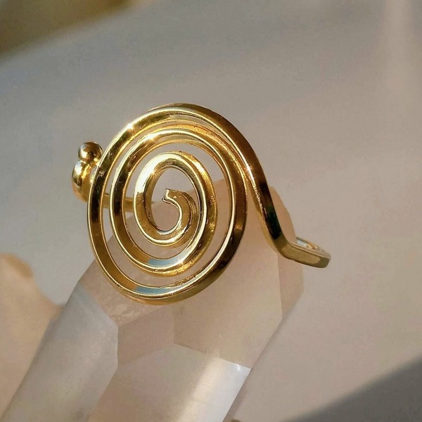 Spiral silver ring - ασήμι, επιχρυσωμένα, μεγάλα - 3