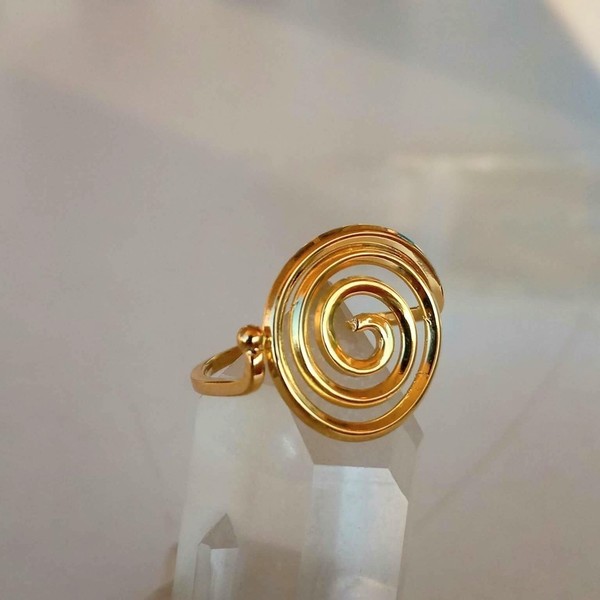 Spiral silver ring - ασήμι, επιχρυσωμένα, μεγάλα - 4