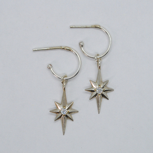 Αστέρι του Βορρά Κρίκοι-Σκουλαρίκια - ασήμι, επιχρυσωμένα, επάργυρα, αστέρι, κρίκοι, μικρά - 4