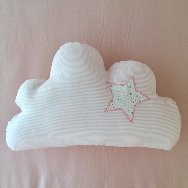 Μαξιλάρι συννεφάκι με σχέδιο αστέρι - κορίτσι, δώρο, δώρα για βάπτιση, συννεφάκι, παιδικό δωμάτιο, παιδική διακόσμηση, μαξιλάρια - 2