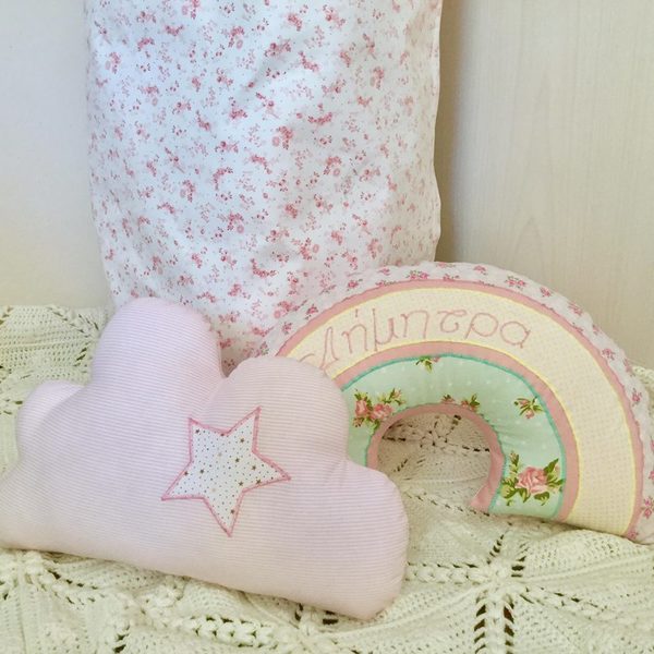 Μαξιλάρι συννεφάκι με σχέδιο αστέρι - κορίτσι, δώρο, δώρα για βάπτιση, συννεφάκι, παιδικό δωμάτιο, παιδική διακόσμηση, μαξιλάρια - 4