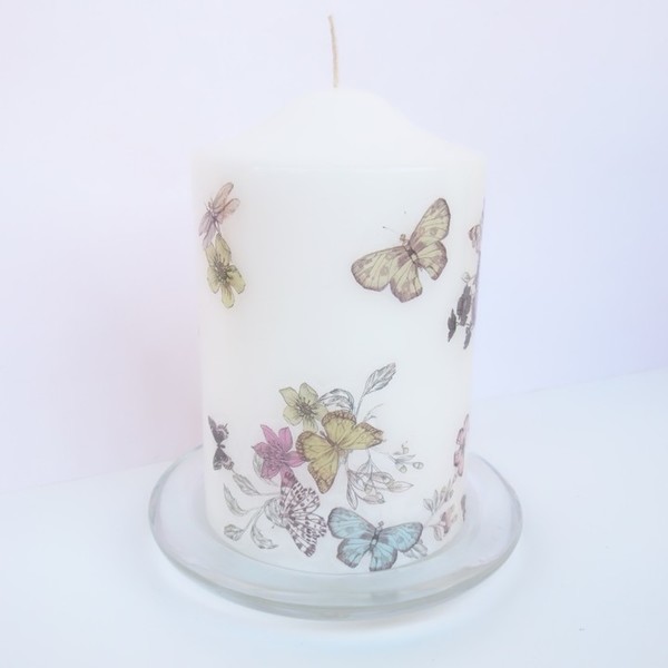 Διακοσμητικό Κερί με Πεταλούδες - γυαλί, κορίτσι, decor, cute, πεταλούδα, κερί, διακοσμητικά, επιτραπέζιο διακοσμητικό