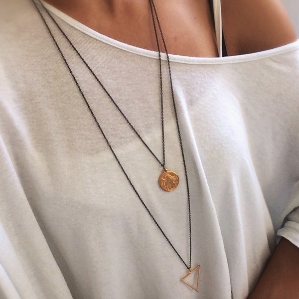 Layering pendant- mix and match - αλυσίδες, ορείχαλκος, γεωμετρικά σχέδια, μακριά, σετ, φλουριά - 2