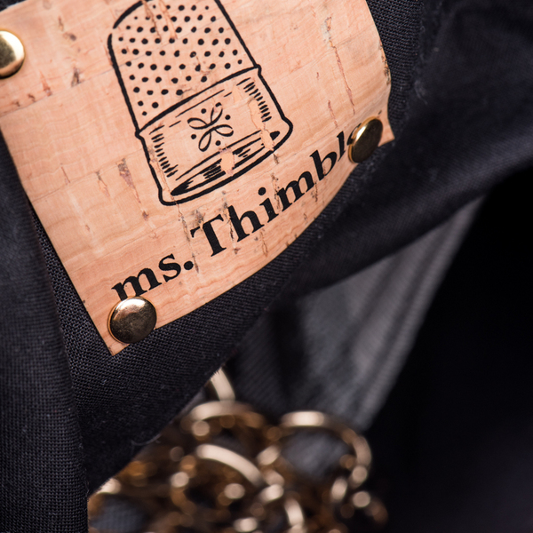 Τσάντα Φάκελος από Φελλό και Ύφασμα "Black Stripes" - φάκελοι, χιαστί, φελλός - 5