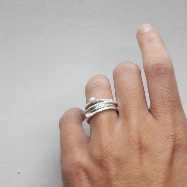 ○ oyster | δαχτυλίδι από ασήμι 925 και πέρλα - ασήμι, μαργαριτάρι, μικρά, πέρλες - 3