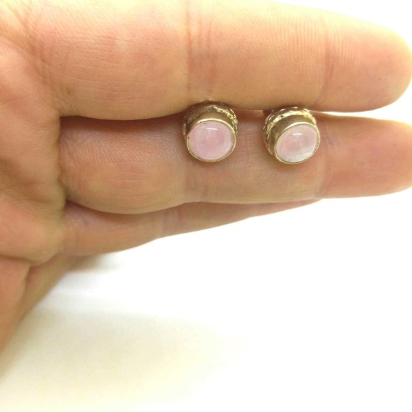 Μοναδικά χειροποίητα ασημένια 925 σκουλαρίκια με ορυκτές πέτρες ροζ χαλαζία - ασήμι, μοναδικό, επάργυρα, χειροποίητα, καθημερινό, δωράκι, must αξεσουάρ, καρφωτά, νυφικά, δώρα για γυναίκες - 4