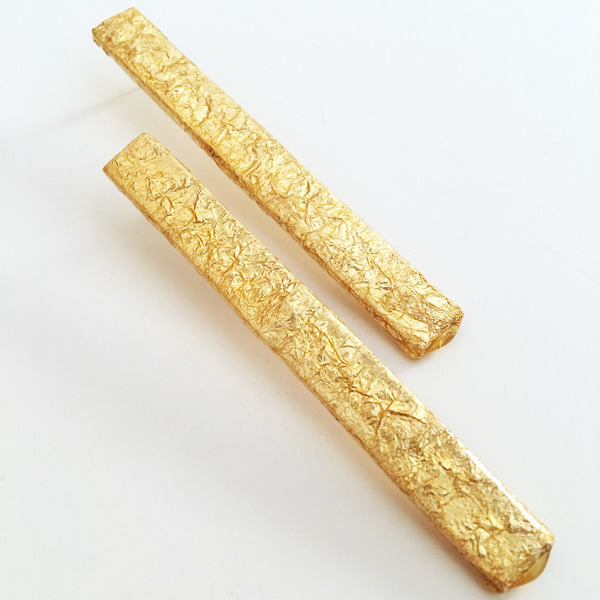 Minimal χειροποίητα χρυσά σκουλαρίκια Sticks - γυαλί, πηλός, κρεμαστά
