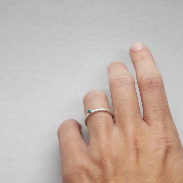 ○ underwater | δαχτυλίδι απλο ασήμι 925 και πετρόλ χάντρα - ασήμι - 2