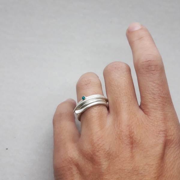 ○ underwater | δαχτυλίδι απλο ασήμι 925 και πετρόλ χάντρα - ασήμι - 3