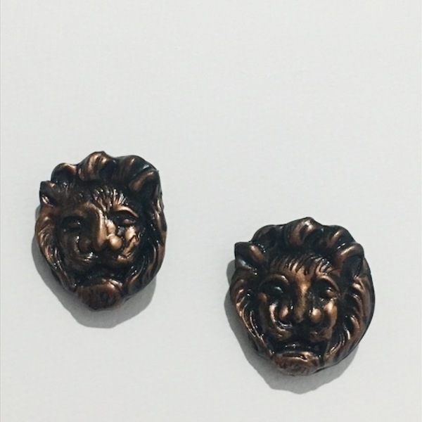 Σκουλαρίκια "Black King" - πηλός, minimal, καρφωτά, λιοντάρι