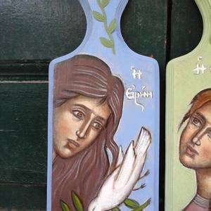 Η Ειρήνη ΜΟΡΦΗ , ζωγραφική σε ξύλο. - διακοσμητικό, ξύλο, ζωγραφισμένα στο χέρι, πίνακες & κάδρα, δώρο, διακόσμηση, ακρυλικό, γάμος, γενέθλια, κρεμαστά
