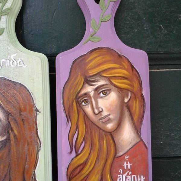 Η Αγάπη ΜΟΡΦΗ, ζωγραφική σε ξύλο. - ξύλο, πίνακες & κάδρα, γενέθλια, επέτειος, κρεμαστά