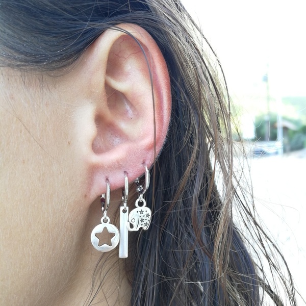 Mini earrings μπάρα - επιχρυσωμένα, ορείχαλκος, επάργυρα, κρεμαστά - 3