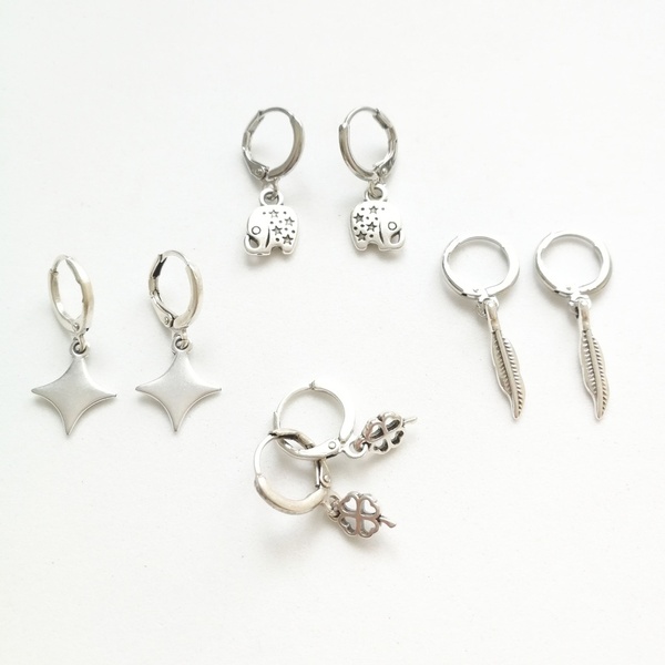 Mini silver σκουλαρίκια - ορείχαλκος, επάργυρα, κρεμαστά