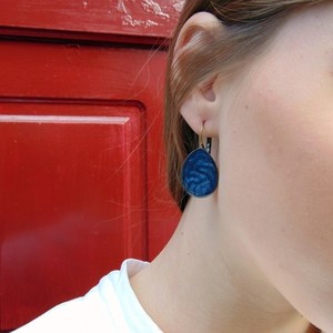 Σκουλαρίκια μπλε σε σχήμα σταγόνας 'Diana' - ορείχαλκος, κρεμαστά, δώρα για γυναίκες - 4