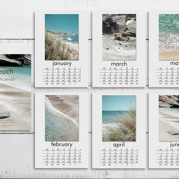 -40% Beach 2019 Calendar, Ημερολογιο 'Beach" A4 με Δωρο την πινακιδα - επιτοίχιο, δώρο, διακόσμηση, decor, ημερολόγια, θάλασσα, είδη διακόσμησης, gift, Black Friday, δώρα για δασκάλες - 3
