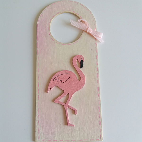 Κρεμάστρα πόρτας-door hunger - ξύλο, κορίτσι, flamingos, κρεμαστά, κρεμάστρες