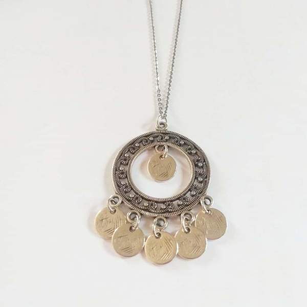 Boho necklace - statement, αλυσίδες, γυναικεία, ορείχαλκος, επάργυρα, δώρο, μακριά, boho, κρεμαστά - 2