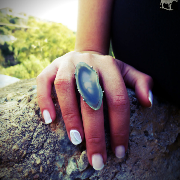 " Dark smokey Agate " - Χειροποίητο επάργυρο δαχτυλίδι με Μαύρο Δαντελωτό Αχάτη! - ημιπολύτιμες πέτρες, αχάτης, ασημί, δαντέλα, επάργυρα, μεγάλα, αυξομειούμενα - 4