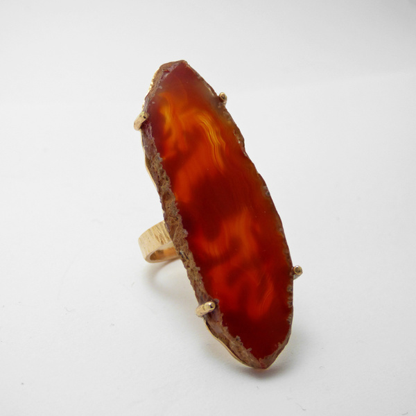"Sunrise Lace agate dragon" - Χειροποίητο επίχρυσο δαχτυλίδι με έναν φυσικό Δαντελωτό Αχάτη! - ημιπολύτιμες πέτρες, επιχρυσωμένα, ορείχαλκος, χρυσό, μπρούντζος, αυξομειούμενα