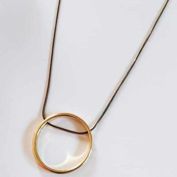 Gold circle - statement, γυναικεία, επιχρυσωμένα, ορείχαλκος, κύκλος, δώρο, μέταλλο, μακριά, minimal, must αξεσουάρ, κρεμαστά - 2