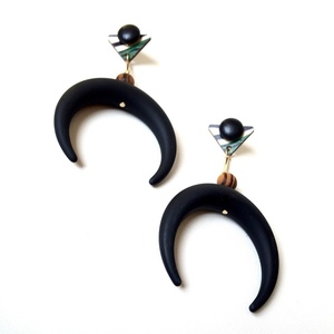 “African horn” earrings - statement, ιδιαίτερο, γυναικεία, στυλ, ακρυλικό, χειροποίητα, must αξεσουάρ, ethnic, gift, κρεμαστά, μεγάλα, μεγάλα, faux bijoux, fashion jewelry - 2