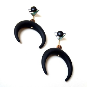 “African horn” earrings - statement, ιδιαίτερο, γυναικεία, στυλ, ακρυλικό, χειροποίητα, must αξεσουάρ, ethnic, gift, κρεμαστά, μεγάλα, μεγάλα, faux bijoux, έλληνες σχεδιαστές, fashion jewelry - 2