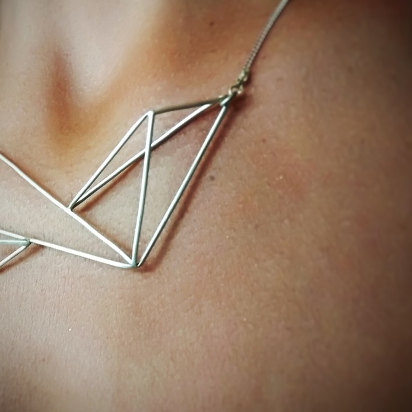 Ασημένιο κολιε Origami πεταλούδα - ασήμι, γυναικεία, δώρο, κολιέ, χειροποίητα, πεταλούδα, elegant, minimal, κοντά, κρεμαστά, μοδάτο, fashion jewelry - 2