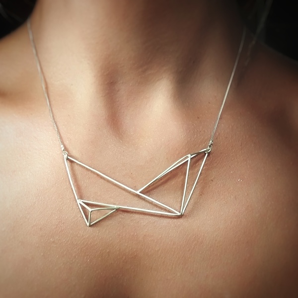 Ασημένιο κολιε Origami πεταλούδα - ασήμι, γυναικεία, δώρο, κολιέ, χειροποίητα, πεταλούδα, elegant, minimal, κοντά, κρεμαστά, μοδάτο, fashion jewelry - 4