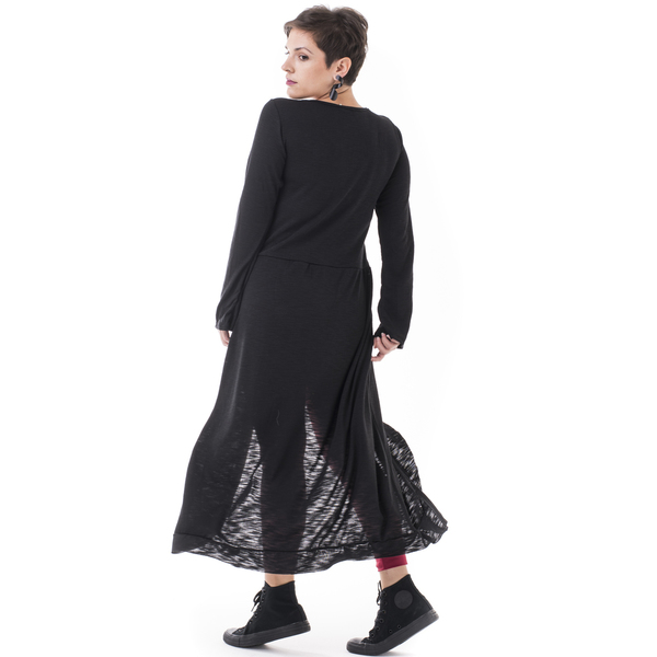 Μαύρο Φόρεμα με Ουρά & Βολάν - mini - 2