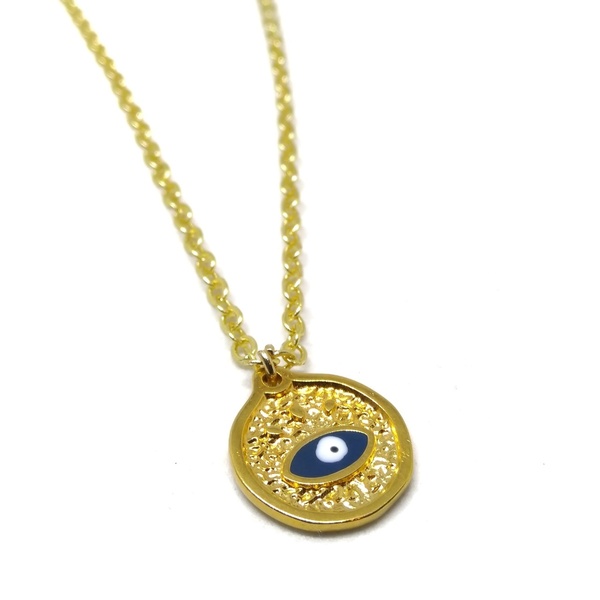Evil eye pendant - fashion, επιχρυσωμένα, ορείχαλκος, μάτι, minimal, κοντά, layering