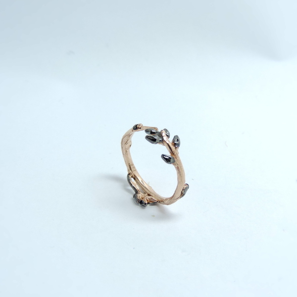 Ασημένιο δαχτυλίδι ''κλαδάκι'' σε επιμετάλλωση ροζ χρυσού-Botanical ring - ασήμι, ιδιαίτερο, ασήμι 925, romantic, minimal, βεράκια, μικρά, ζιργκόν, επιροδιωμένα