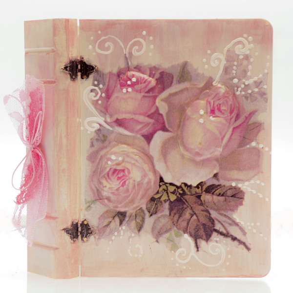 Ξύλινο κουτί βιβλίο " Roses" - δώρο, διακόσμηση, κουτί, κουτιά αποθήκευσης - 3