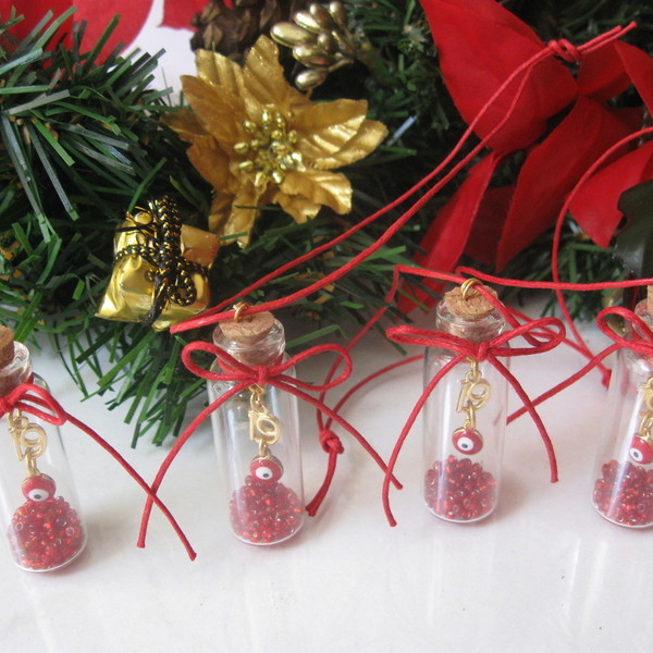 Μπουκαλάκι Καλή Χρονιά με ματάκι - διακοσμητικό, γούρι, χριστουγεννιάτικα δώρα - 3