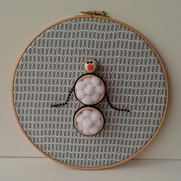 Διακοσμητικό χριστουγεννιάτικο τελάρο χιονάνθρωπος - διακοσμητικό, διακοσμητικά - 2