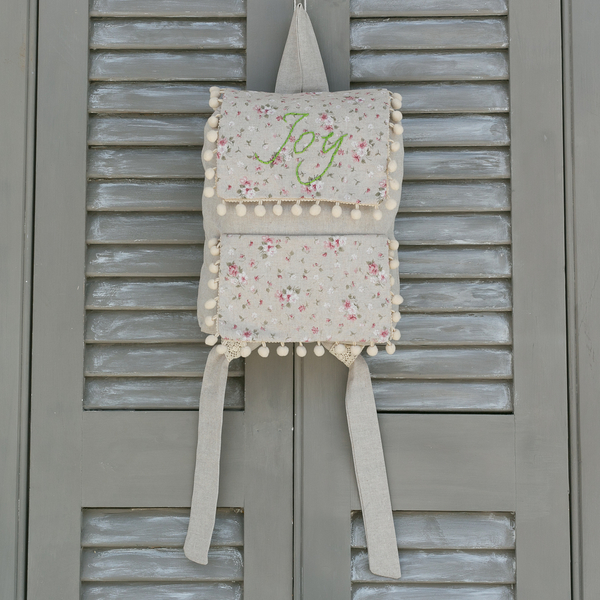 ❥ Floral backpack με πομ πομ ❥ Σακίδιο πλάτης - δώρο, πλάτης, pom pom, φλοράλ