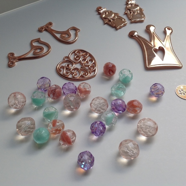 Mix Υλικών "Πριγκίπισσα" για κοσμήματα, δώρα & κατασκευές - καρδιά, χάντρες, πριγκίπισσα, DIY, πουλάκι, υλικά κοσμημάτων - 2