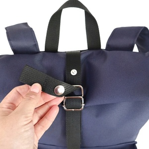 Μπλε Σακίδιο Πλάτης // Roll top Backpack - ύφασμα, πλάτης, σακίδια πλάτης, all day - 4