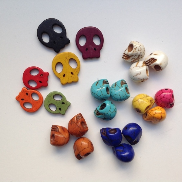 Mix Υλικών "Νεκροκεφαλές" για κοσμήματα, διακόσμηση & κατασκευές - χάντρες, halloween, DIY, υλικά κοσμημάτων - 3