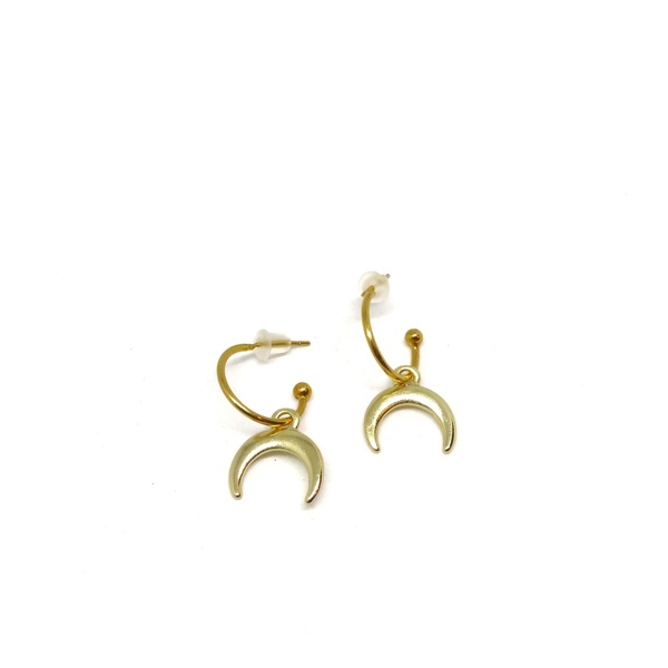 mini horn earrings - επιχρυσωμένα, ορείχαλκος