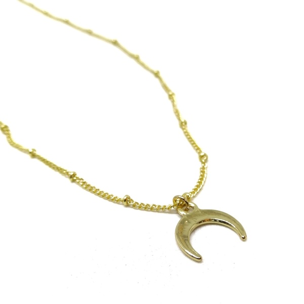 mini horn necklace - επιχρυσωμένα, ορείχαλκος, minimal, κοντά